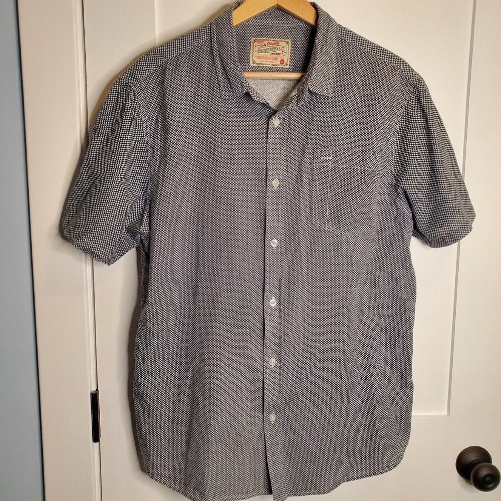 Original Jachs Mfg. Co. XL Men's Geometric Short Sleeve Button Down Blue Shirt
